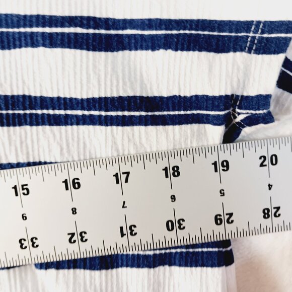 Lands End, Navy & White Stripe Short Sleeve Tee Slightly Ribbed Fabric Preppy XS - Picture 7 of 12